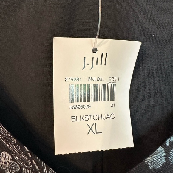 NWT J Jill sleeveless pleated maxi dress black/blue floral paisley XL - Picture 8 of 8